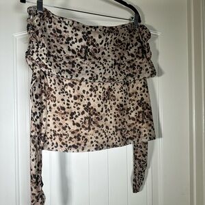 Bar III Animal Print Mesh Top off the Shoulder